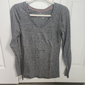 Poof! Charcoal V-Neck Long Sleeve Blouse